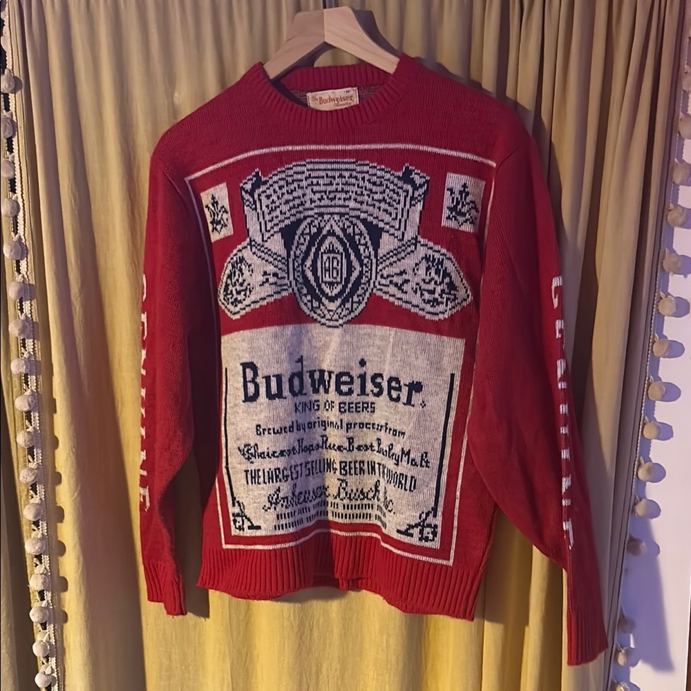 Vintage Budweiser Red and White Crewneck Sweater
